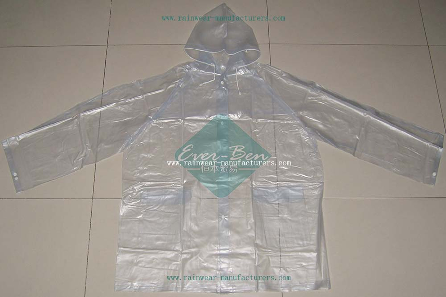 Reusable PVC clear rain mac manufactory-clear pvc raincoat
